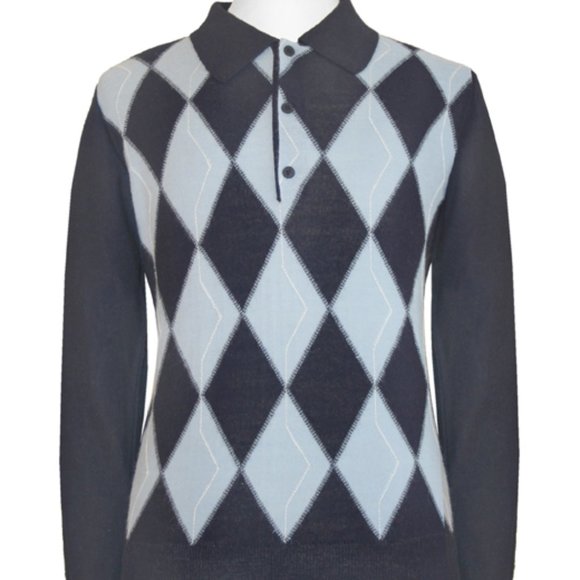 Argyle Polo Neck Pullover. Made in Peru - Picture 3 of 7